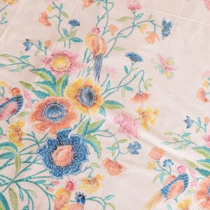 Stamped Batik with Hokokai Bouquet mix Bird Motif
